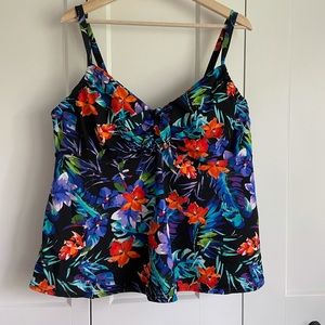 Swimsuits For All Floral Tie Tankini Top